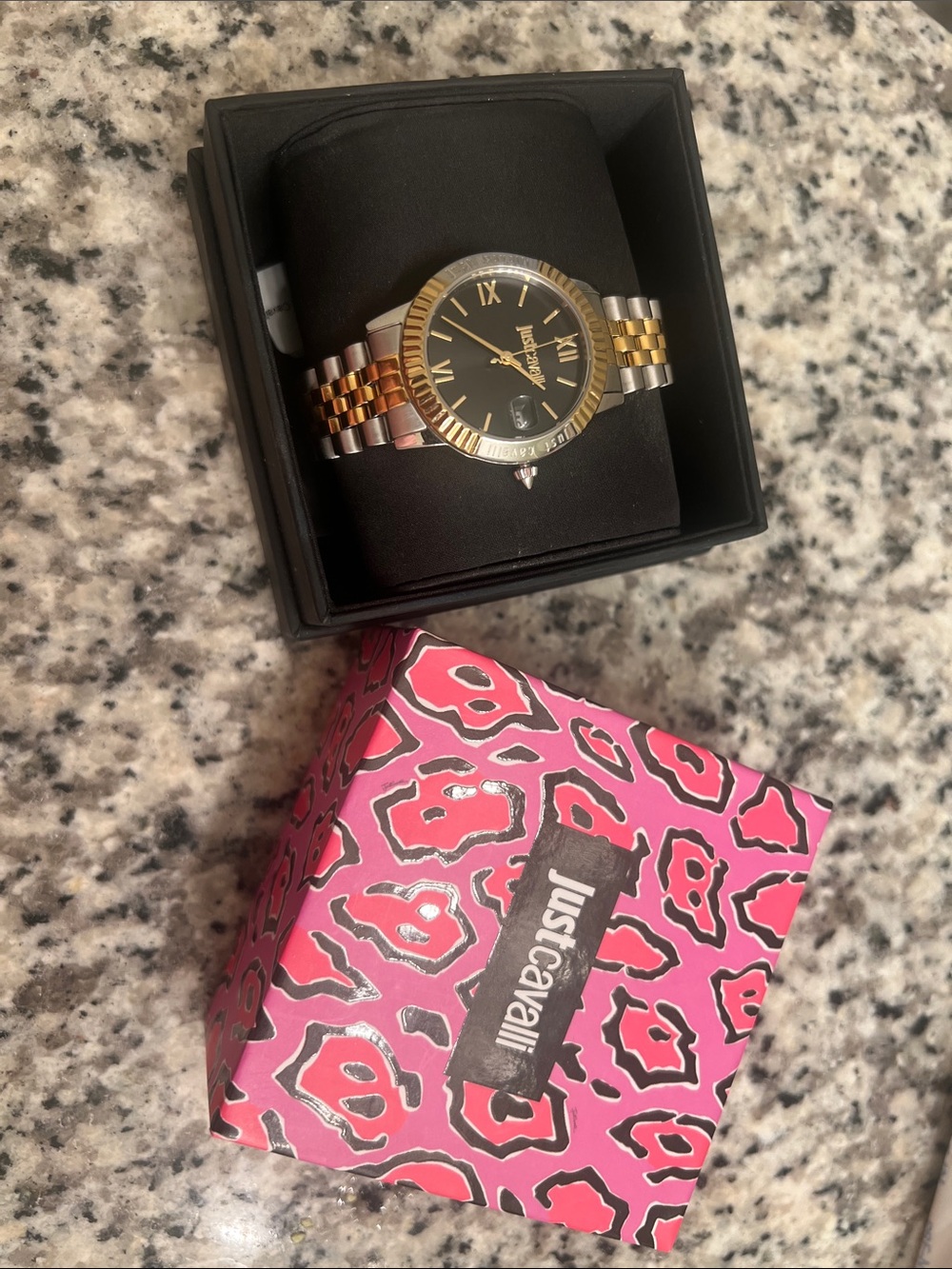 Women’s Just Cavalli Two-Tone Gold and Silver Watch with Black Dial